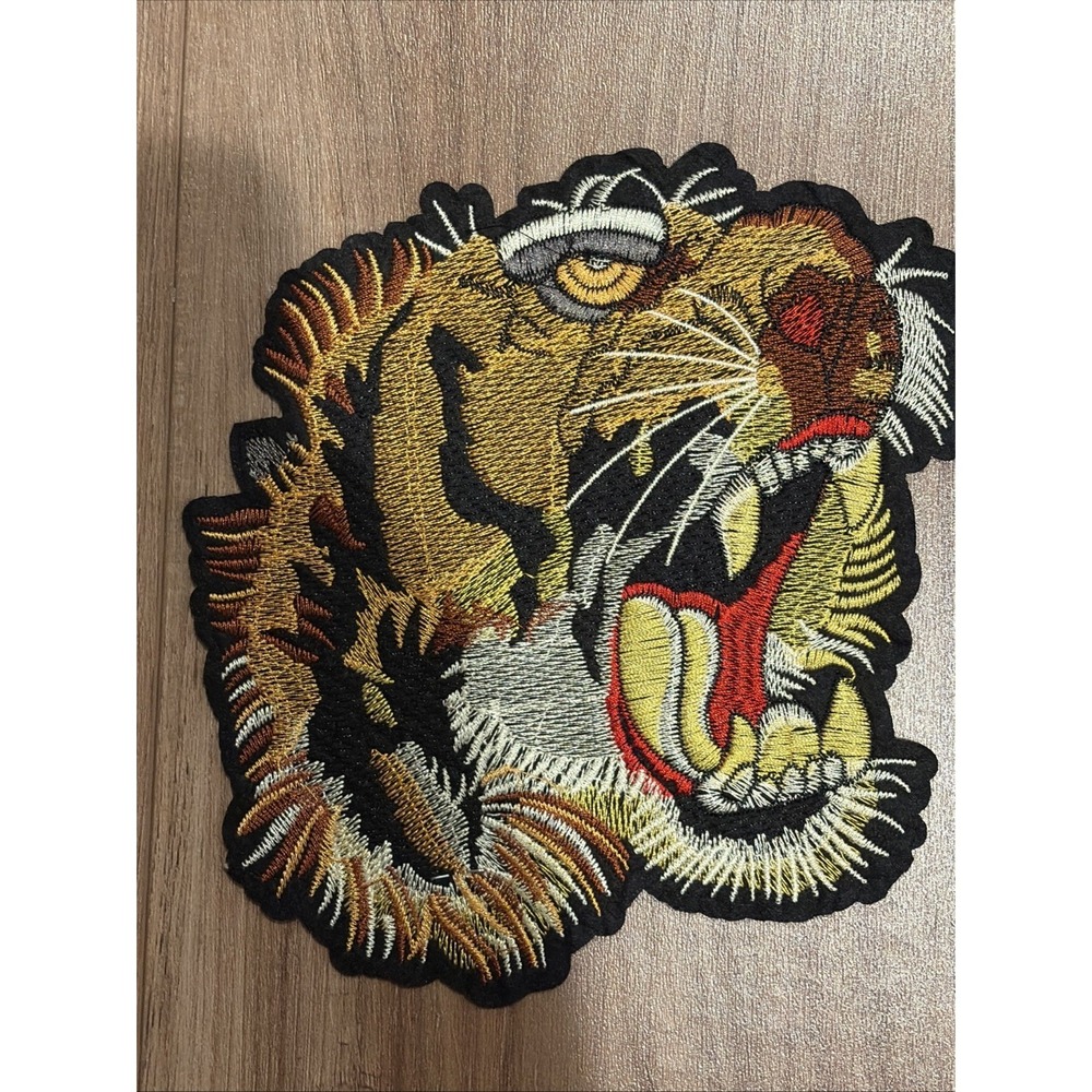Large Tiger head Embroidered Iron On Sew On Patch  7 x 7 New